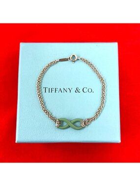 Tiffany & Co Infinity Double Chain Bracelet 925 Sterling Silver